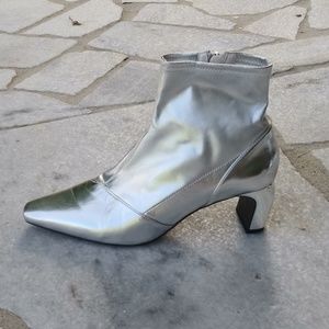 Zara silver metallic booties